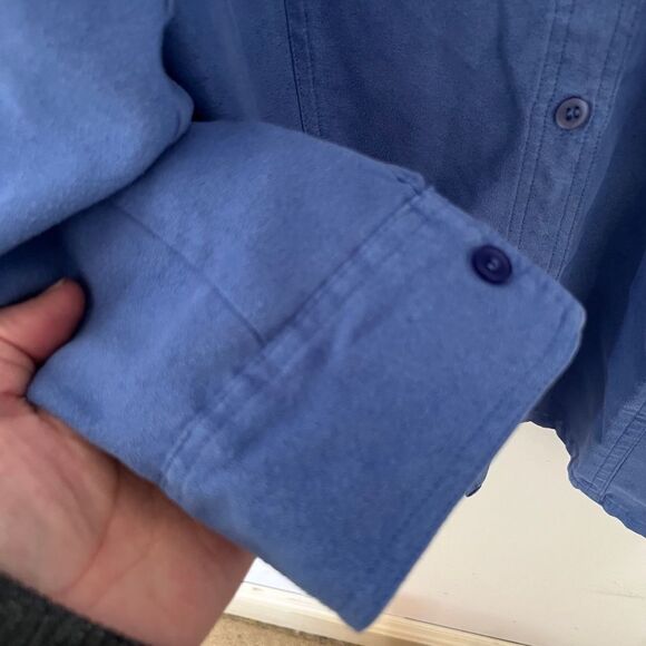 Cotton Ginny Blue Sueded Button Down Shirt - Picture 5 of 6